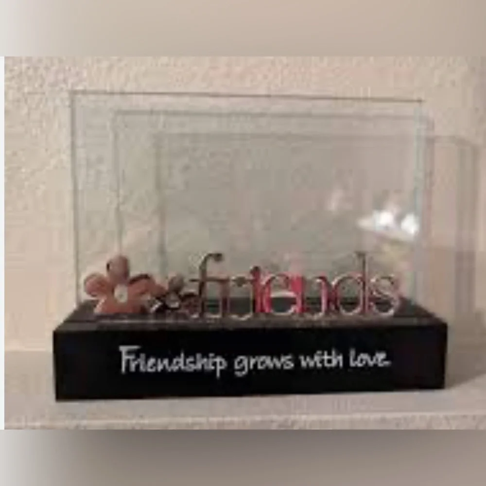 2 Family & Friends Expressions Picture Frames w/ Silver Word Accent 4x6 Black